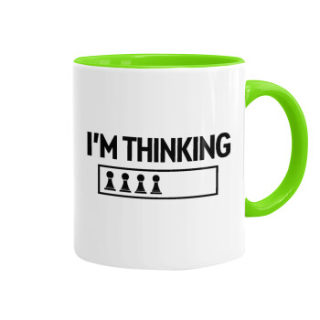 I'm thinking, Mug colored light green, ceramic, 330ml