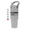 ΓΚΡΙ χρώματος Θερμός Ανοξείδωτο 890ml (30oz) με χερούλι