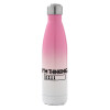 Metal mug thermos Pink/White (Stainless steel), double wall, 500ml