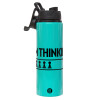 Metallic water bottle with safety lid, 850ml aluminum