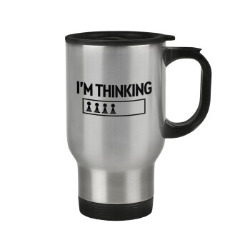 I'm thinking, Stainless steel travel mug with lid, double wall 450ml