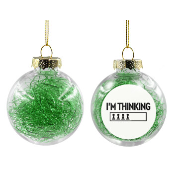 I'm thinking, Χριστουγεννιάτικη μπάλα δένδρου διάφανη με πράσινο γέμισμα 8cm