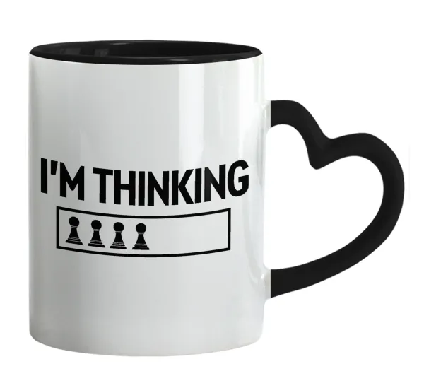I'm thinking — Mug heart black handle, ceramic, 330ml