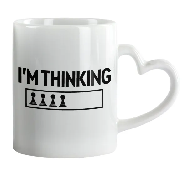 I'm thinking — Κούπα καρδιά χερούλι λευκή, κεραμική, 330ml