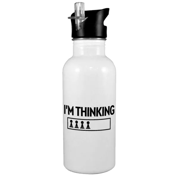 I'm thinking — Παγούρι νερού Λευκό με καλαμάκι, ανοξείδωτο ατσάλι 600ml