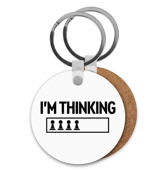 I'm thinking — Round wooden MDF keychain, Ø5cm
