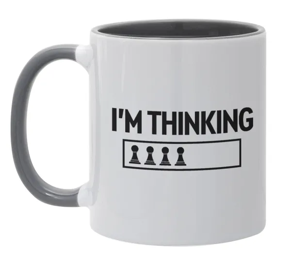 I'm thinking — Κούπα χρωματιστή γκρι, κεραμική, 330ml