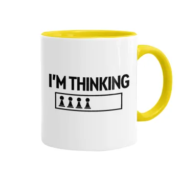 I'm thinking, Κούπα χρωματιστή κίτρινη, κεραμική, 330ml