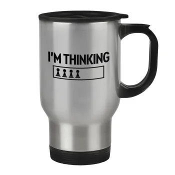 I'm thinking, Stainless steel travel mug with lid, double wall 450ml