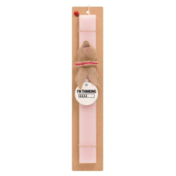 I'm thinking, Easter Set, wooden keychain & scented flat Easter candle (30cm) (PINK)