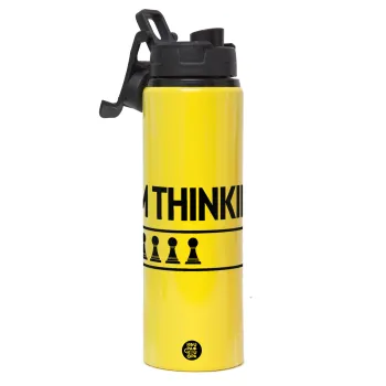 I'm thinking, Metallic water bottle with safety lid, 850ml aluminum
