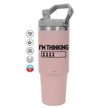I'm thinking, ΡΟΖ χρώματος Θερμός Ανοξείδωτο 890ml (30oz) με χερούλι