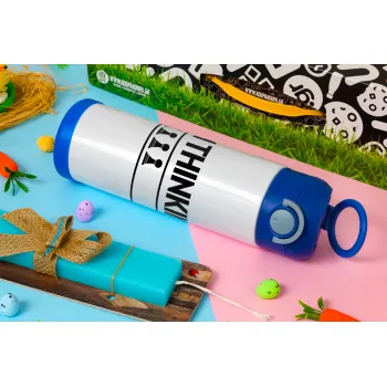 I'm thinking, Easter candle, Childrens hot water bottle, stainless steel, with safety straw, BLUE (500ml)