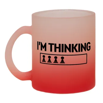 I'm thinking, Κούπα γυάλινη δίχρωμη με βάση το κόκκινο ματ, 330ml