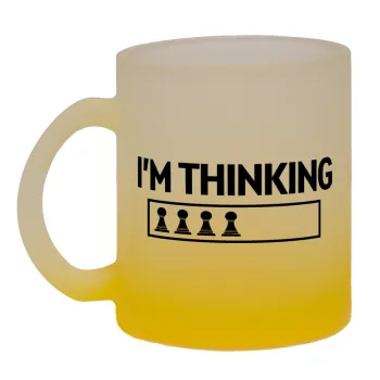 I'm thinking, Κούπα γυάλινη δίχρωμη με βάση το κίτρινο ματ, 330ml