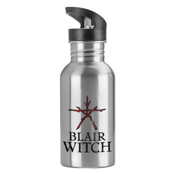 The Blair Witch Project , Παγούρι νερού Ασημένιο με καλαμάκι, ανοξείδωτο ατσάλι 600ml