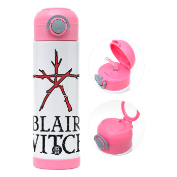 The Blair Witch Project , Children's hot water bottle, stainless steel, with safety straw, PINK (500ml)