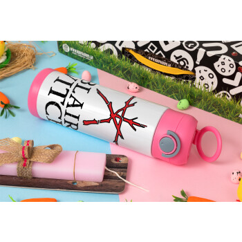 The Blair Witch Project , Easter candle, Childrens hot water bottle, stainless steel, with safety straw, PINK (500ml)