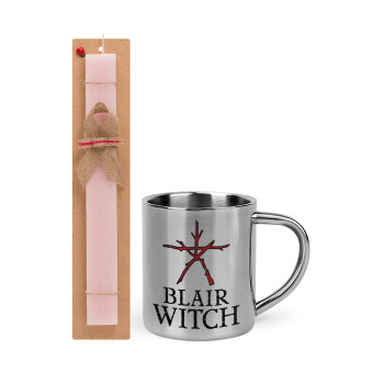 The Blair Witch Project , Easter Set, metallic thermal cup (300ml) & aromatic flat Easter candle (30cm) (PINK)