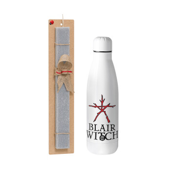 The Blair Witch Project , Easter Set, metallic stainless thermos bottle (500ml) & scented flat Easter candle (30cm) (GRAY)