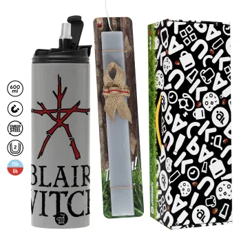 The Blair Witch Project , Πασχαλινή Λαμπάδα με Travel Tumbler θερμό (600ml, BPA free) & κερί αρωματικό πλακέ (30cm) (ΓΚΡΙ)