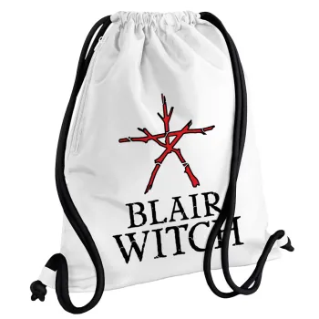 The Blair Witch Project , Backpack pouch GYMBAG white, with pocket (40x48cm) & thick cords