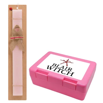 The Blair Witch Project , Easter Set, children's snack container PINK & scented flat Easter candle (30cm) (PINK)