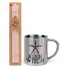 Easter Set, metallic thermal cup (300ml) & aromatic flat Easter candle (30cm) (PINK)