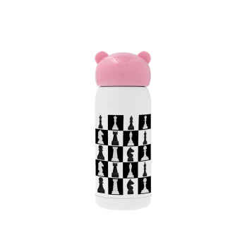 Chess set, Pink stainless steel thermal flask, 320ml