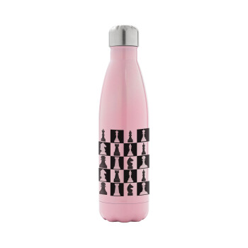 Chess set, Metal mug thermos Pink Iridiscent (Stainless steel), double wall, 500ml