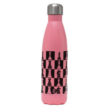 Chess set, Metal mug thermos Pink Mat (Stainless steel), double wall, 500ml