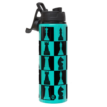 Chess set, Metallic water bottle with safety lid, 850ml aluminum