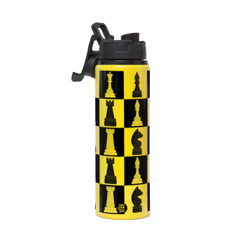Chess set, Metallic water bottle with safety lid, 850ml aluminum