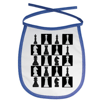 Chess set, Σαλιάρα μωρού αλέκιαστη με κορδόνι Μπλε