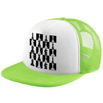 Chess set, Καπέλο Soft Trucker με Δίχτυ Πράσινο/Λευκό