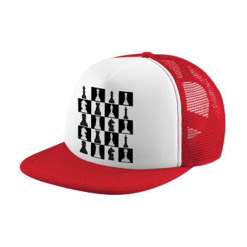 Chess set, Καπέλο Soft Trucker με Δίχτυ Red/White 