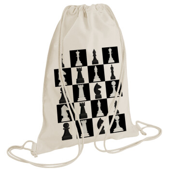 Chess set, Τσάντα πλάτης πουγκί GYMBAG natural (28x40cm)
