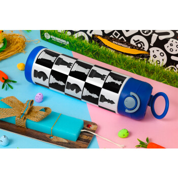 Chess set, Easter candle, Childrens hot water bottle, stainless steel, with safety straw, BLUE (500ml)