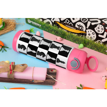 Chess set, Easter candle, Childrens hot water bottle, stainless steel, with safety straw, PINK (500ml)