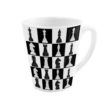 Chess set, Κούπα κωνική Latte Λευκή, κεραμική, 300ml