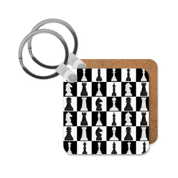 Chess set, Μπρελόκ Ξύλινο τετράγωνο MDF