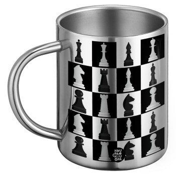 Chess set, Ανοξείδωτη Μεταλλική Κούπα 450ml - Διπλού Τοιχώματος