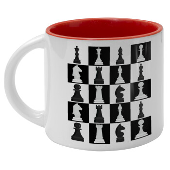 Chess set, Κούπα κεραμική 400ml Λευκή/Κόκκινη