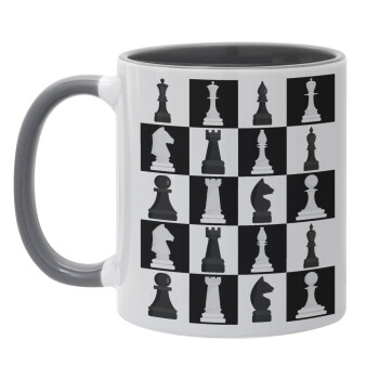 Chess set, Mug colored grey, ceramic, 330ml