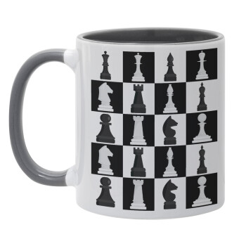 Chess set, Κούπα χρωματιστή γκρι, κεραμική, 330ml