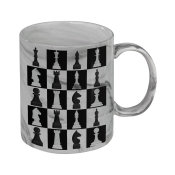 Chess set, Mug ceramic marble style, 330ml