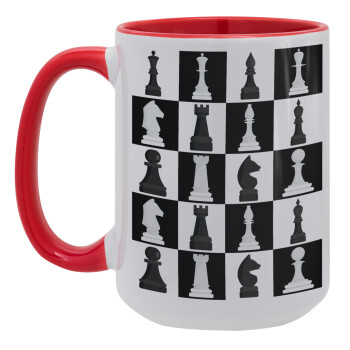 Chess set, Κούπα Mega 15oz, κεραμική Κόκκινη, 450ml