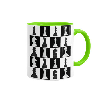 Chess set, Mug colored light green, ceramic, 330ml