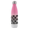 Metal mug thermos Pink/White (Stainless steel), double wall, 500ml