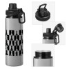 Metallic water bottle with safety cap, 850ml aluminum